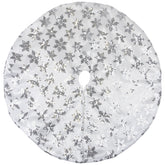 20" White and Silver Sequin Snowflake Mini Christmas Tree Skirt